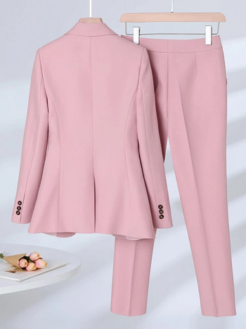 Γυναικεία μόδα σετ 3 τεμαχίων Επίσημο γιλέκο και παντελόνι Κομψό ναυτικό ροζ βερίκοκο Γυναικεία ρούχα επαγγελματικής σταδιοδρομίας