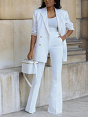 Divdaļīgs uzvalks biroja komplekts sievietēm rudens ziemas taisnas bikses kabatas divrindu korejiešu mētelis brīvs ikdienišķs ciets žakete Mujer