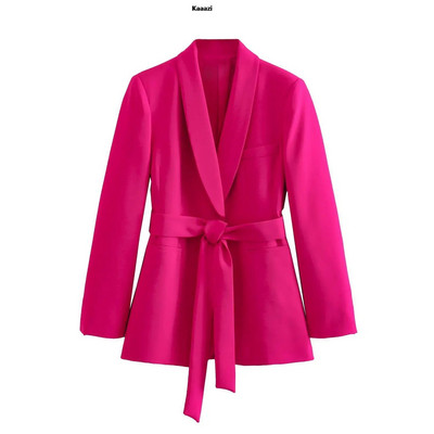 KAAAZI biroja dāmu balts žakete uzvalks sievietēm ar garām piedurknēm V kakla jostas žakete + ar augstu vidukli, platām kājām garās bikses, 2023. gada modes komplekti