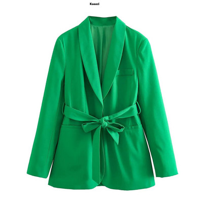 KAAAZI biroja dāmu balts žakete uzvalks sievietēm ar garām piedurknēm V kakla jostas žakete + ar augstu vidukli, platām kājām garās bikses, 2023. gada modes komplekti