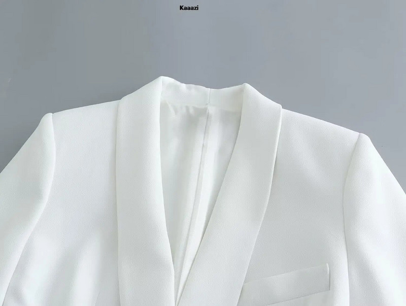 KAAAZI biroja dāmu balts žakete uzvalks sievietēm ar garām piedurknēm V kakla jostas žakete + ar augstu vidukli, platām kājām garās bikses, 2023. gada modes komplekti