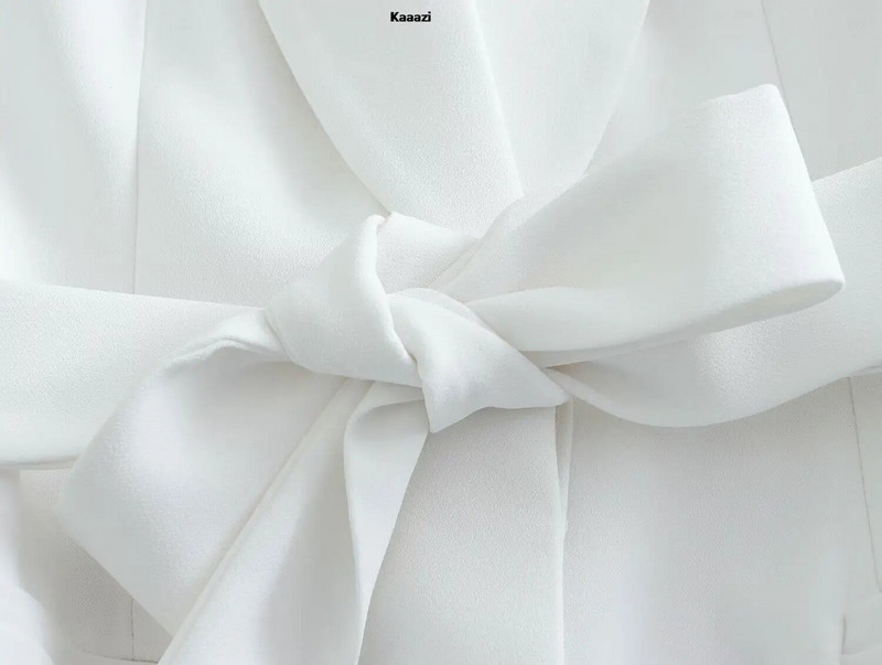 KAAAZI biroja dāmu balts žakete uzvalks sievietēm ar garām piedurknēm V kakla jostas žakete + ar augstu vidukli, platām kājām garās bikses, 2023. gada modes komplekti