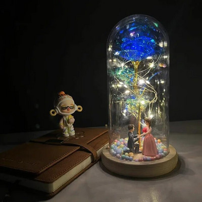 Vruća LED začarana ruža galaksije Vječna ruža Ljepotica i zvijer s bajkovitim svjetlima u kupoli za božićni poklon za Valentinovo