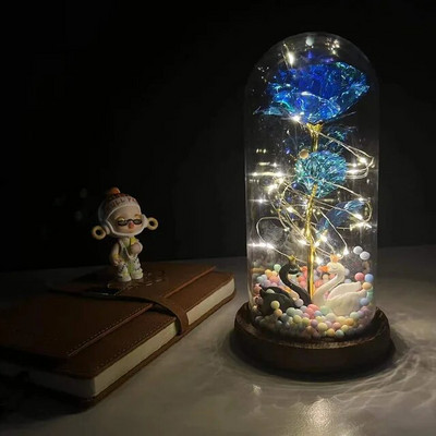 Vruća LED začarana ruža galaksije Vječna ruža Ljepotica i zvijer s bajkovitim svjetlima u kupoli za božićni poklon za Valentinovo