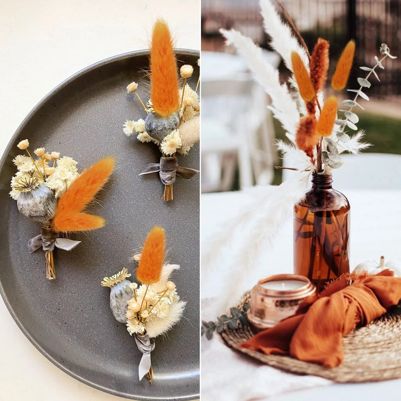 120 kom suhog cvijeća, zečji rep, boho dekor, prirodni zečji repovi, travnati dekor, umjetni lagurus ovatus za vjenčanje, dekoracija doma