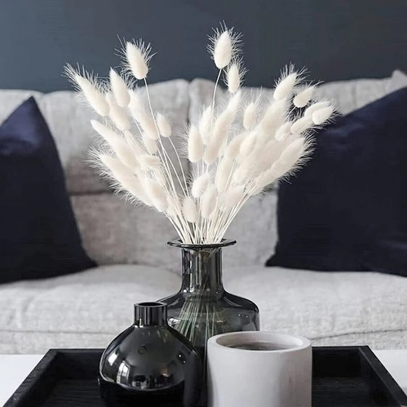 120 kom suhog cvijeća, zečji rep, boho dekor, prirodni zečji repovi, travnati dekor, umjetni lagurus ovatus za vjenčanje, dekoracija doma