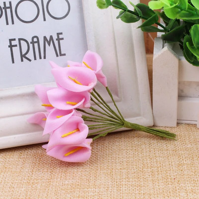 12/36/72/144vnt Mini putplastis Calla Lily netikrų gėlių puokštė Dirbtinės gėlės dekoravimui Vestuvių dekoras Valentino diena