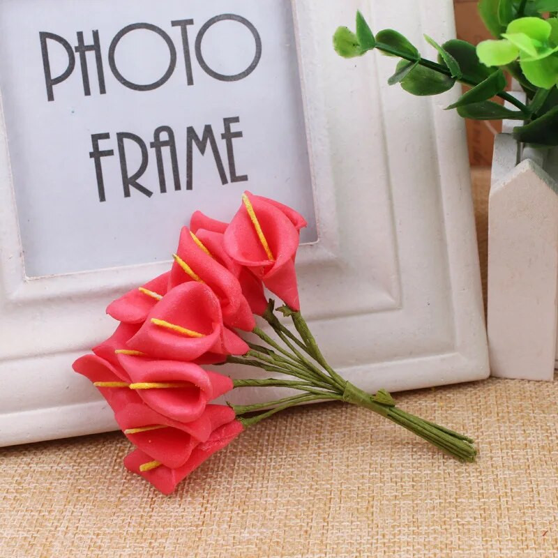 12/36/72/144vnt Mini putplastis Calla Lily netikrų gėlių puokštė Dirbtinės gėlės dekoravimui Vestuvių dekoras Valentino diena