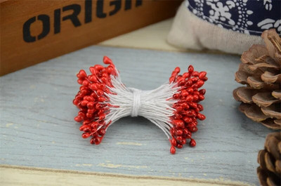 3 mm 300 komada Dvostruke glave Mini biserni prašnik šećer Umjetni cvijet za dekoraciju vjenčanja DIY scrapbooking vijenac lažno cvijeće