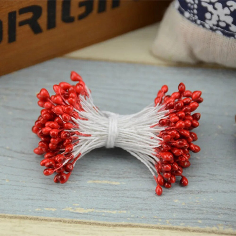 3 mm 300 komada Dvostruke glave Mini biserni prašnik šećer Umjetni cvijet za dekoraciju vjenčanja DIY scrapbooking vijenac lažno cvijeće