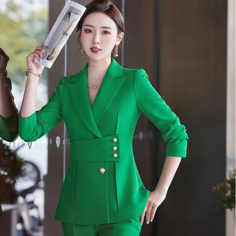 Visokokvalitetna tkanina Profesionalno žensko poslovno odijelo s hlačama i jaknama Kaput Hlače Sakoi Ženska radna odjeća Komplet hlača