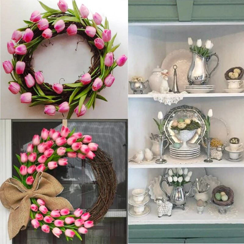 5/10 komada tulipana, umjetnog cvijeta, pravi dodir, umjetni buket, lažni cvijet za svatove, pribor za dekoraciju kućnog vrta