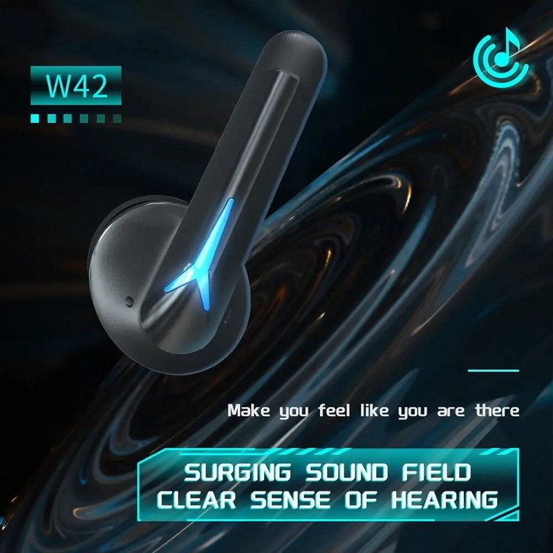 W42 bežične slušalice sa stereo zvučnim slušalicama s RGB bojom dinamičkog svjetla, kućište za punjenje za mobitel, računalo, prijenosno računalo