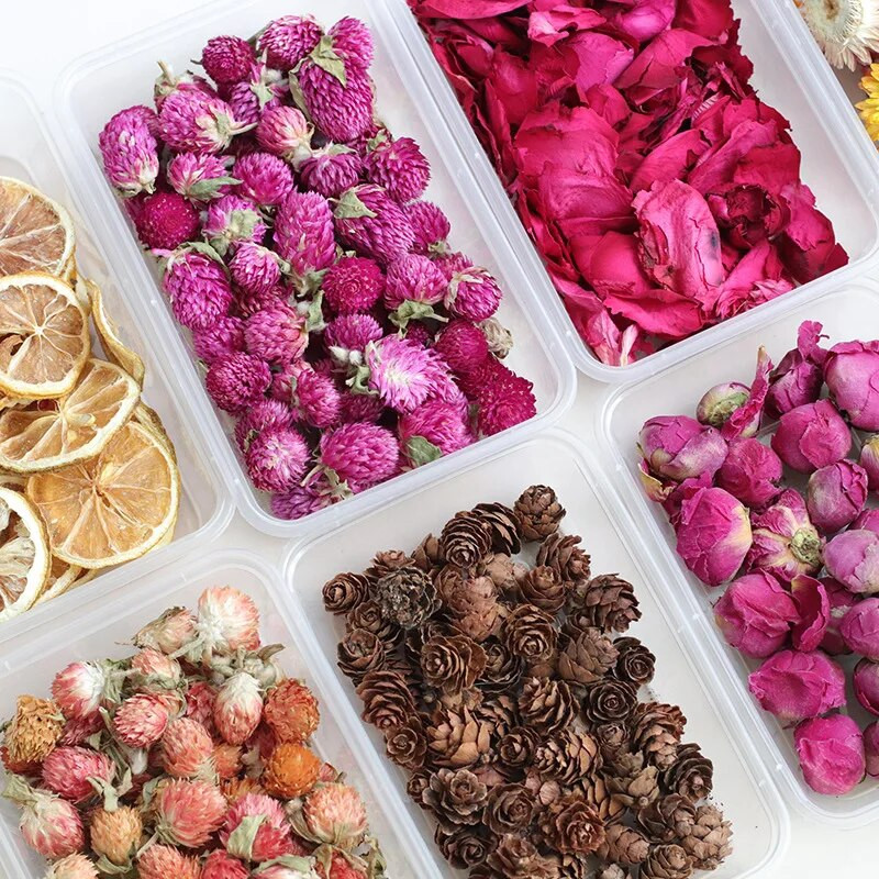 1 doboz citromszelet rózsa bimbófej levendula granulátum szárított virág barkácsolt illatos gyertya viasz szelet dekoratív keverék viráganyag kezdőlap