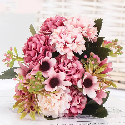 15 cvjetnih glavica svilene hortenzije umjetni cvijet bijelo vjenčano cvijeće mali buket lažno cvijeće party DIY decoratio