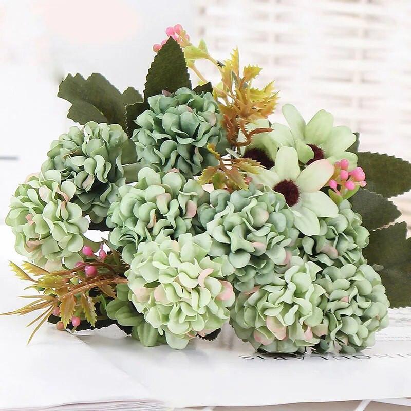 15 cvjetnih glavica svilene hortenzije umjetni cvijet bijelo vjenčano cvijeće mali buket lažno cvijeće party DIY decoratio