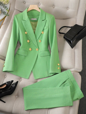 Μόδα Ροζ Πράσινο Μαύρο Γυναικείο Γυναικείο Κοστούμι Παντελόνι Γυναικείο Διακόσμηση Επίσημο Σακάκι και παντελόνι 2 τεμαχίων