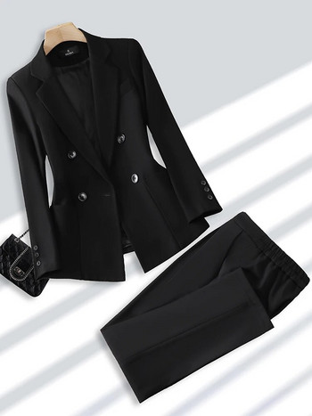 Μόδα γυναικείο παντελόνι Επίσημο γυναικείο επαγγελματικό φόρεμα γραφείου και παντελόνι σε μπεζ μαύρο χακί 2 τεμαχίων με τσέπη