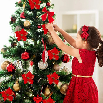 Χριστουγεννιάτικο ντεκόρ 10/5 ΤΕΜ. Τεχνητό λουλούδι Χρυσό Κόκκινο Στολίδι για Χριστουγεννιάτικο Δέντρο Μεγάλα κεφάλια λουλουδιών για το σπίτι Πρωτοχρονιάτικο Navidad Διακόσμηση πάρτι
