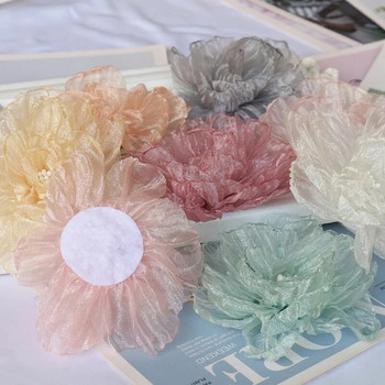 10PCS/Lot 9CM ръчно изработени шифонени тъкани изкуствени цветя за сватбена рокля Декорация на шапки