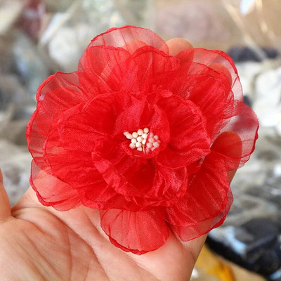 10 vnt / partija 9 cm rankų darbo šifono audinio dirbtinė gėlė vestuvinių suknelių kepurėms dekoruoti