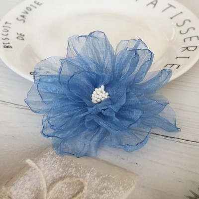 10 vnt / partija 9 cm rankų darbo šifono audinio dirbtinė gėlė vestuvinių suknelių kepurėms dekoruoti