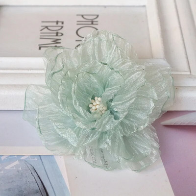 10 vnt / partija 9 cm rankų darbo šifono audinio dirbtinė gėlė vestuvinių suknelių kepurėms dekoruoti