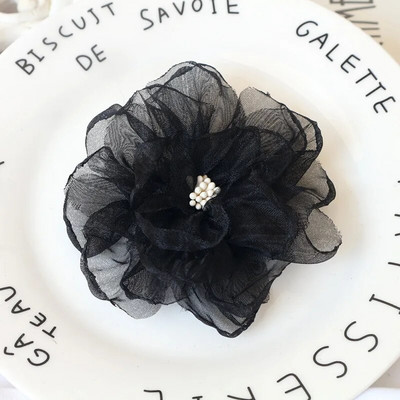 10 vnt / partija 9 cm rankų darbo šifono audinio dirbtinė gėlė vestuvinių suknelių kepurėms dekoruoti