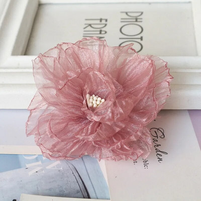10 vnt / partija 9 cm rankų darbo šifono audinio dirbtinė gėlė vestuvinių suknelių kepurėms dekoruoti