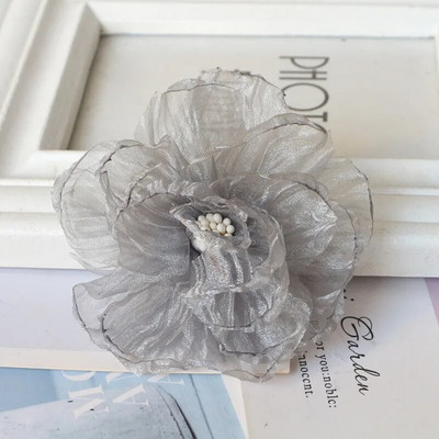 10 vnt / partija 9 cm rankų darbo šifono audinio dirbtinė gėlė vestuvinių suknelių kepurėms dekoruoti