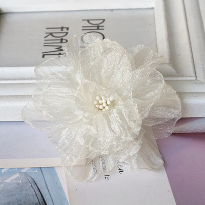 10 vnt / partija 9 cm rankų darbo šifono audinio dirbtinė gėlė vestuvinių suknelių kepurėms dekoruoti