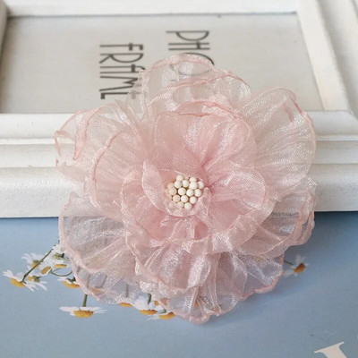 10 vnt / partija 9 cm rankų darbo šifono audinio dirbtinė gėlė vestuvinių suknelių kepurėms dekoruoti