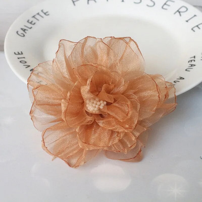 10 vnt / partija 9 cm rankų darbo šifono audinio dirbtinė gėlė vestuvinių suknelių kepurėms dekoruoti