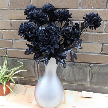 Βουργουνδία Ντάλια Μαύρο Τεχνητό Λουλούδι Κλαδί γάμου λουλούδι Σύνθεση τοίχου Υλικά Halloween Fake Flower Διακόσμηση σπιτιού