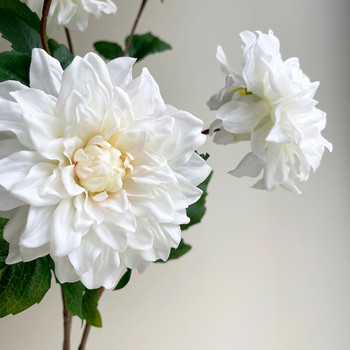 Изкуствени цветя от далии за декорации Реалистични докосване Розови сватбени цветя Аранжировка Арт Бели силиконови цветя от далии