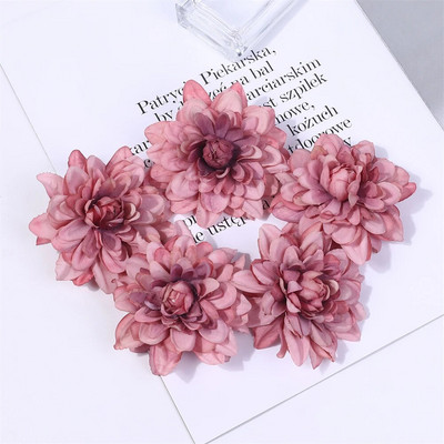 5KOM Dalija Umjetne svilene cvjetne glave za vjenčanje Ukrasi doma DIY vijenac Poklon kutija Scrapbooking Craft Lažna cvjetna glava