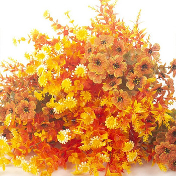 1 пакет Изкуствени есенни цветя Външен градински декор Есенен букет цветя за Деня на благодарността Домашна сватба Коледна украса