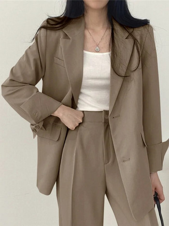 Γυναικείο Blazer Elegant Fashion Casual μονόχρωμο κολάρο γυριστό, κομψό, κλασικό ρούχο, άνοιξη φθινόπωρο ΝΕΟ 2023