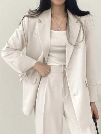 Γυναικείο Blazer Elegant Fashion Casual μονόχρωμο κολάρο γυριστό, κομψό, κλασικό ρούχο, άνοιξη φθινόπωρο ΝΕΟ 2023