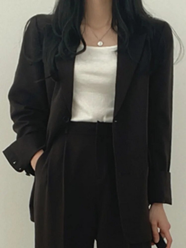 Ženski blejzer Elegantni modni ležerni jednobojni sveobuhvatni otvoreni ovratnik Chic Klasična odjeća blejzer proljeće jesen NOVO 2023.