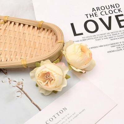 50 KOM 3-4 cm pupoljci ruže Umjetne svilene cvjetne glavice Vjenčane dekoracije DIY rođendanski vijenac Scrapbooking Lažno cvijeće