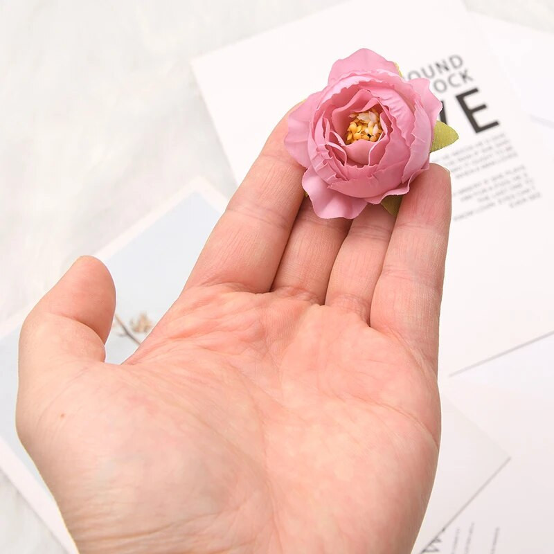 50 KOM 3-4 cm pupoljci ruže Umjetne svilene cvjetne glavice Vjenčane dekoracije DIY rođendanski vijenac Scrapbooking Lažno cvijeće