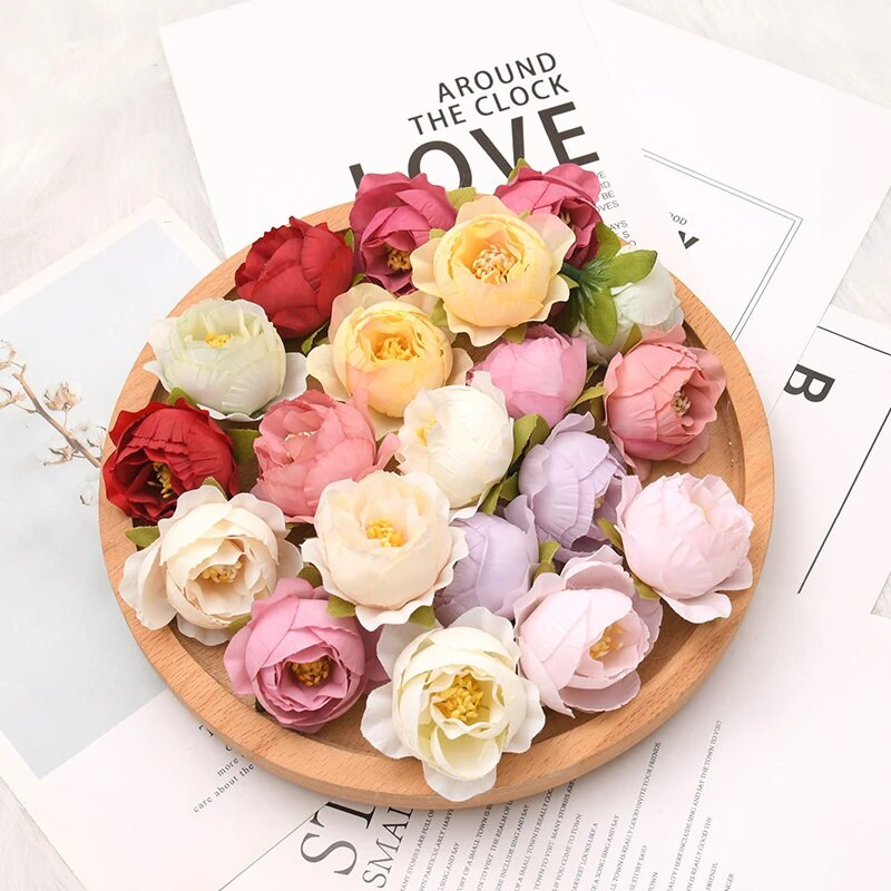 50 KOM 3-4 cm pupoljci ruže Umjetne svilene cvjetne glavice Vjenčane dekoracije DIY rođendanski vijenac Scrapbooking Lažno cvijeće