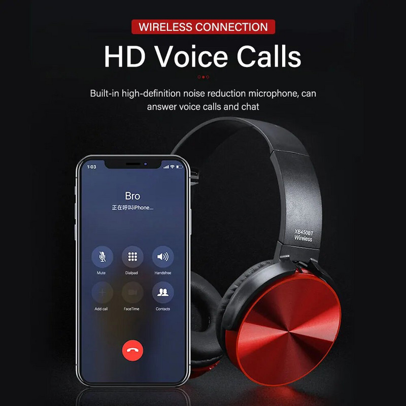 HIFI Stereo slušalice Bluetooth slušalice Glazbene slušalice FM i podrška za SD karticu s mikrofonom za mobitel Xiaomi Iphone Sumsamg Tablet