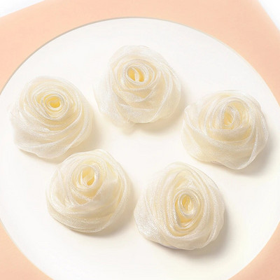 5db Fonal Szatén Mű Rózsa Virágok Hamis virágok Barkácsolás Menyasszonyi Hajtű Ruházat Kézműves Kiegészítők Otthon Esküvői Dekorációk