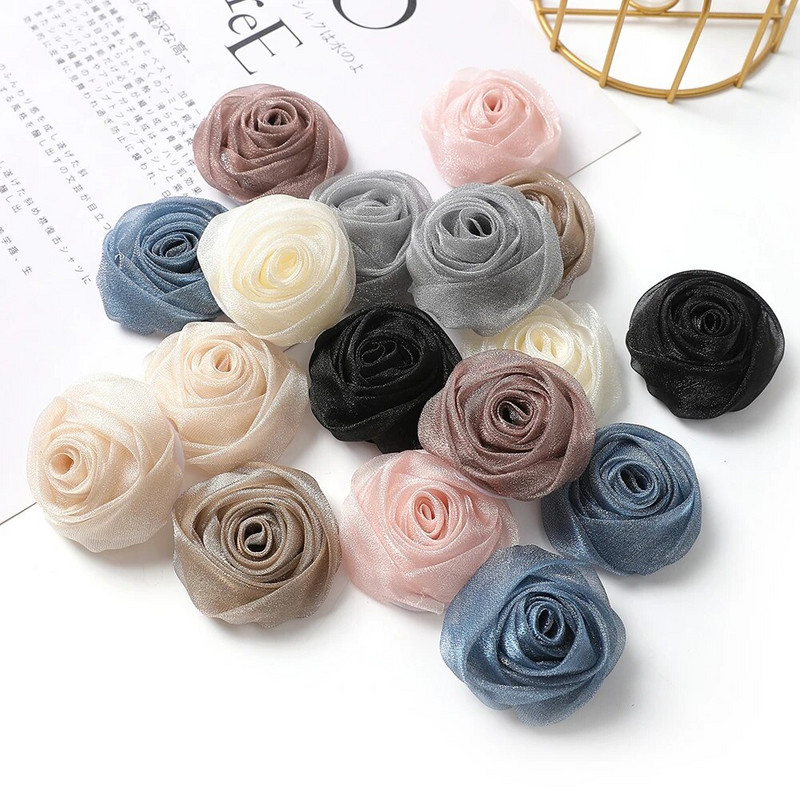 5db Fonal Szatén Mű Rózsa Virágok Hamis virágok Barkácsolás Menyasszonyi Hajtű Ruházat Kézműves Kiegészítők Otthon Esküvői Dekorációk