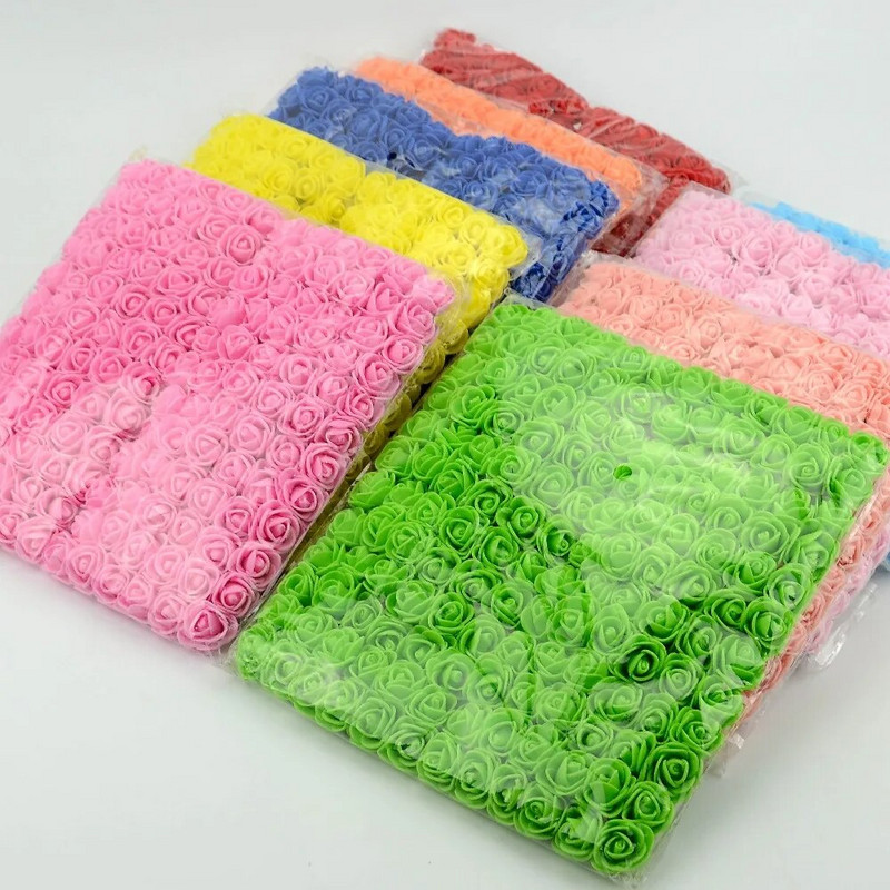 144 τμχ Mini Lace Pe Rose Foam Flower Heads Bouquet for Wedding Home Decoration Scrapbooking DIY Wreath Artificia Flowers