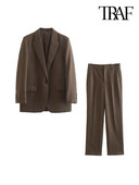 TRAF Ženska moda s džepovima Preveliki blejzer kaput i kratke hlače sa patentnim zatvaračem srednjeg struka Ženski dvodijelni kompleti Mujer