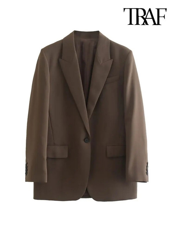 TRAF Ženska moda s džepovima Preveliki blejzer kaput i kratke hlače sa patentnim zatvaračem srednjeg struka Ženski dvodijelni kompleti Mujer
