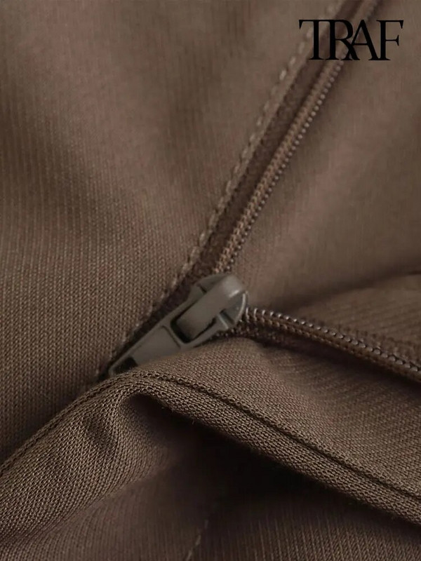 TRAF Ženska moda s džepovima Preveliki blejzer kaput i kratke hlače sa patentnim zatvaračem srednjeg struka Ženski dvodijelni kompleti Mujer